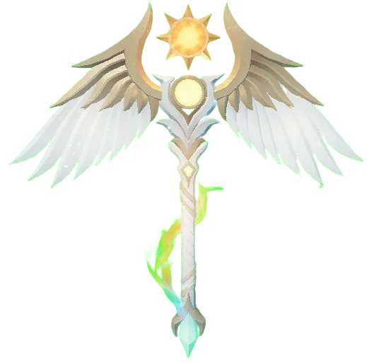 Community wiki render of the Heavenly Pickaxe in Roblox The Forge