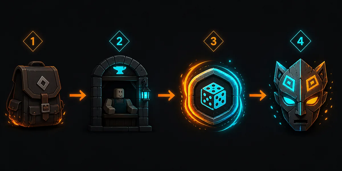 Editorial diagram of the The Forge race reroll flow from menu to result